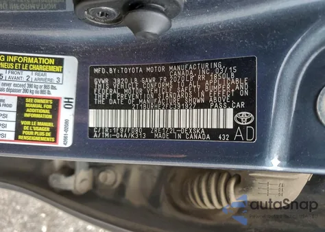 2015 Toyota Corolla L из США, поврежденный, VIN 2T1BURHE2FC391927